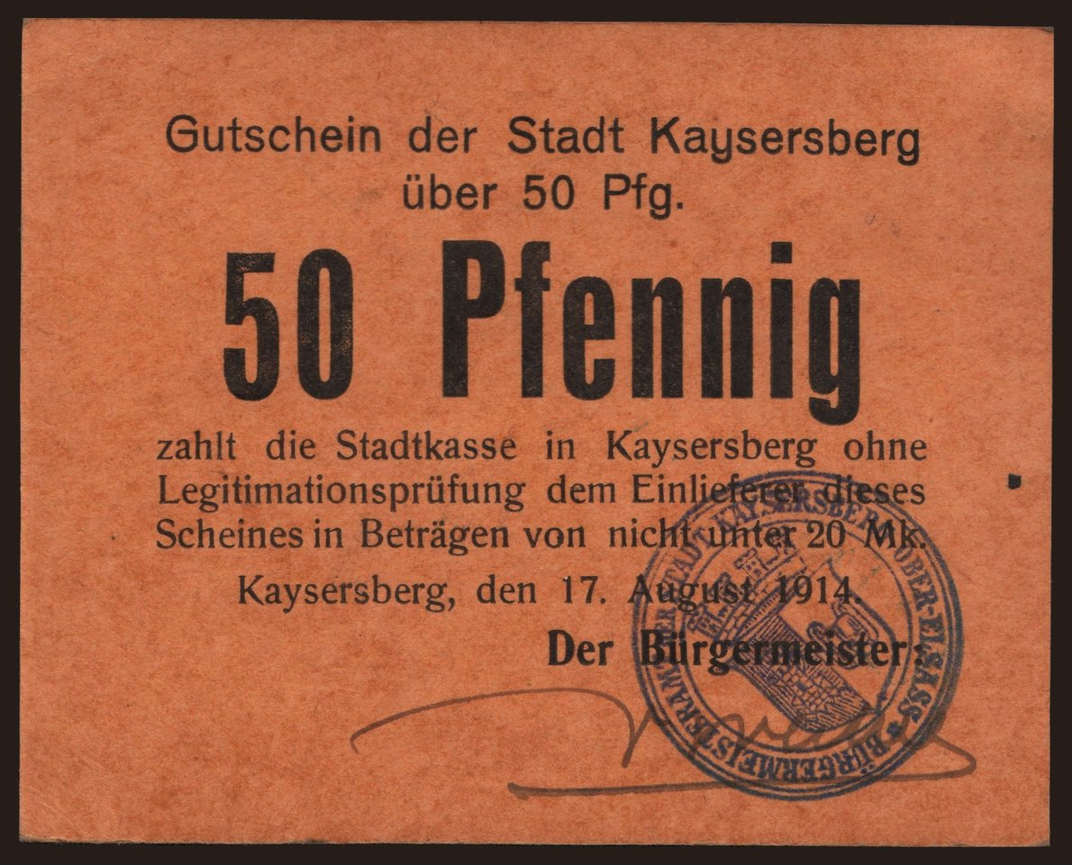 Kaysersberg, 50 Pfennig, 1914