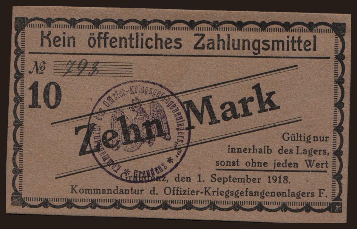 Graudenz, 10 Mark, 1918