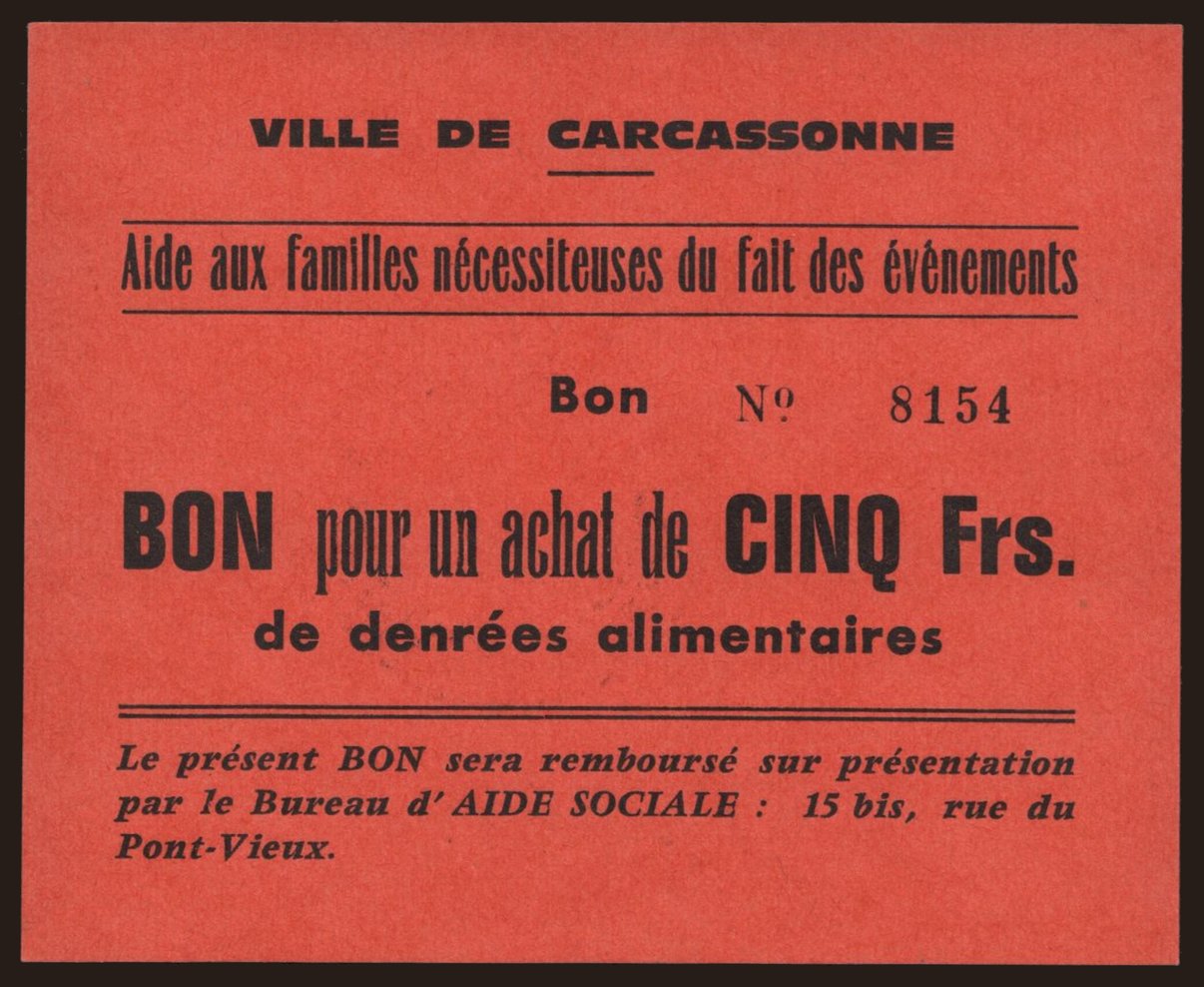 Carcassonne, 5 francs, 191?