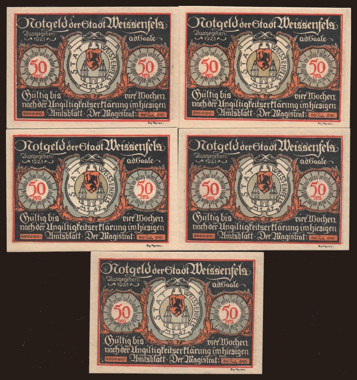Weissenfels, 5x 50 Pfennig, 1921