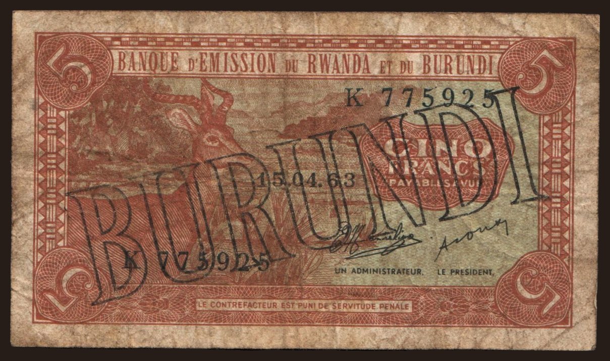 5 francs, 1964