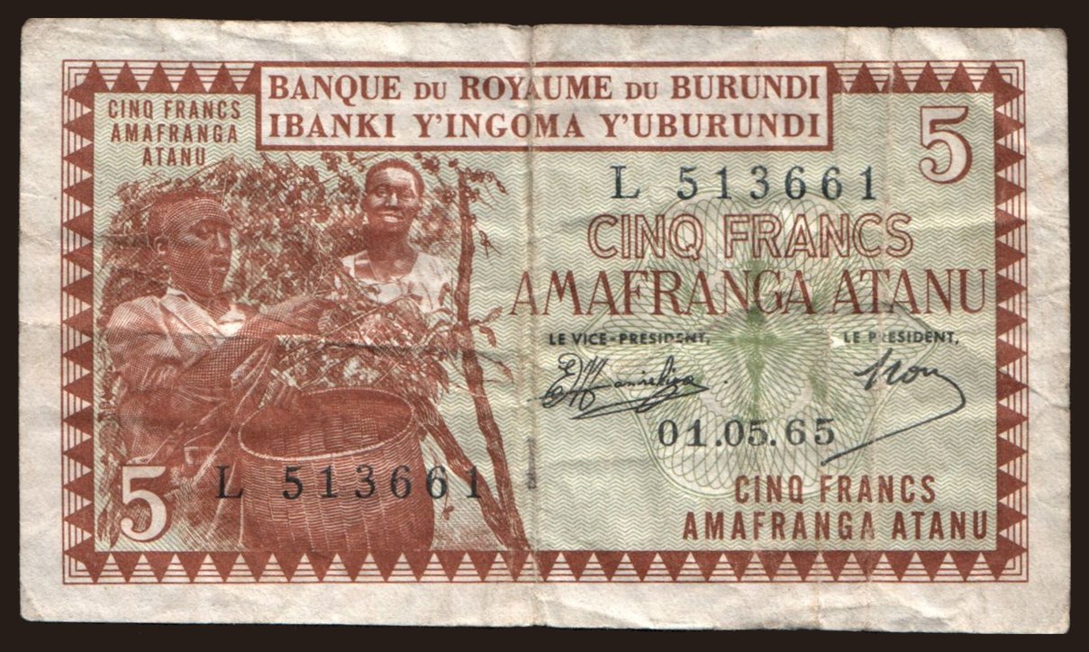 5 francs, 1965