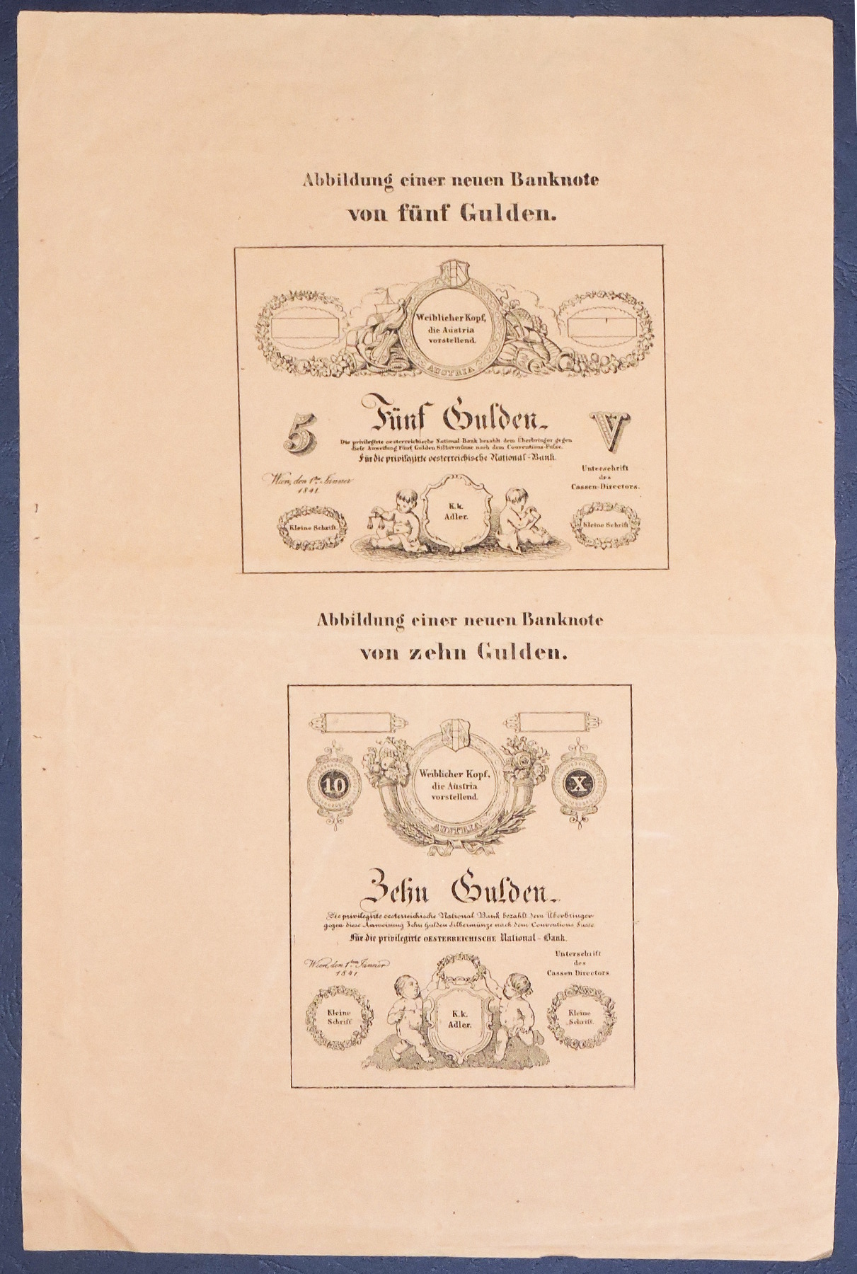 5, 10 gulden, 1841, formular