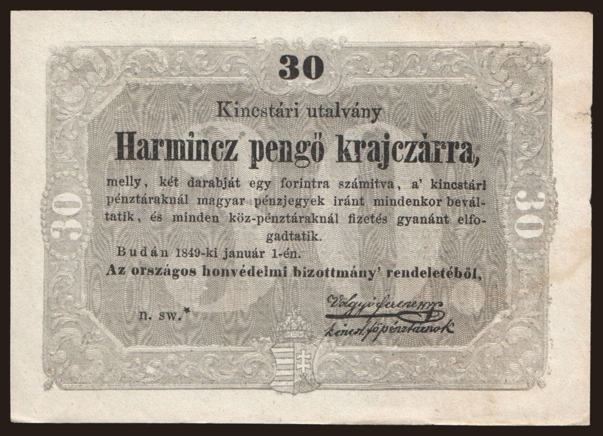 30 krajcár, 1849