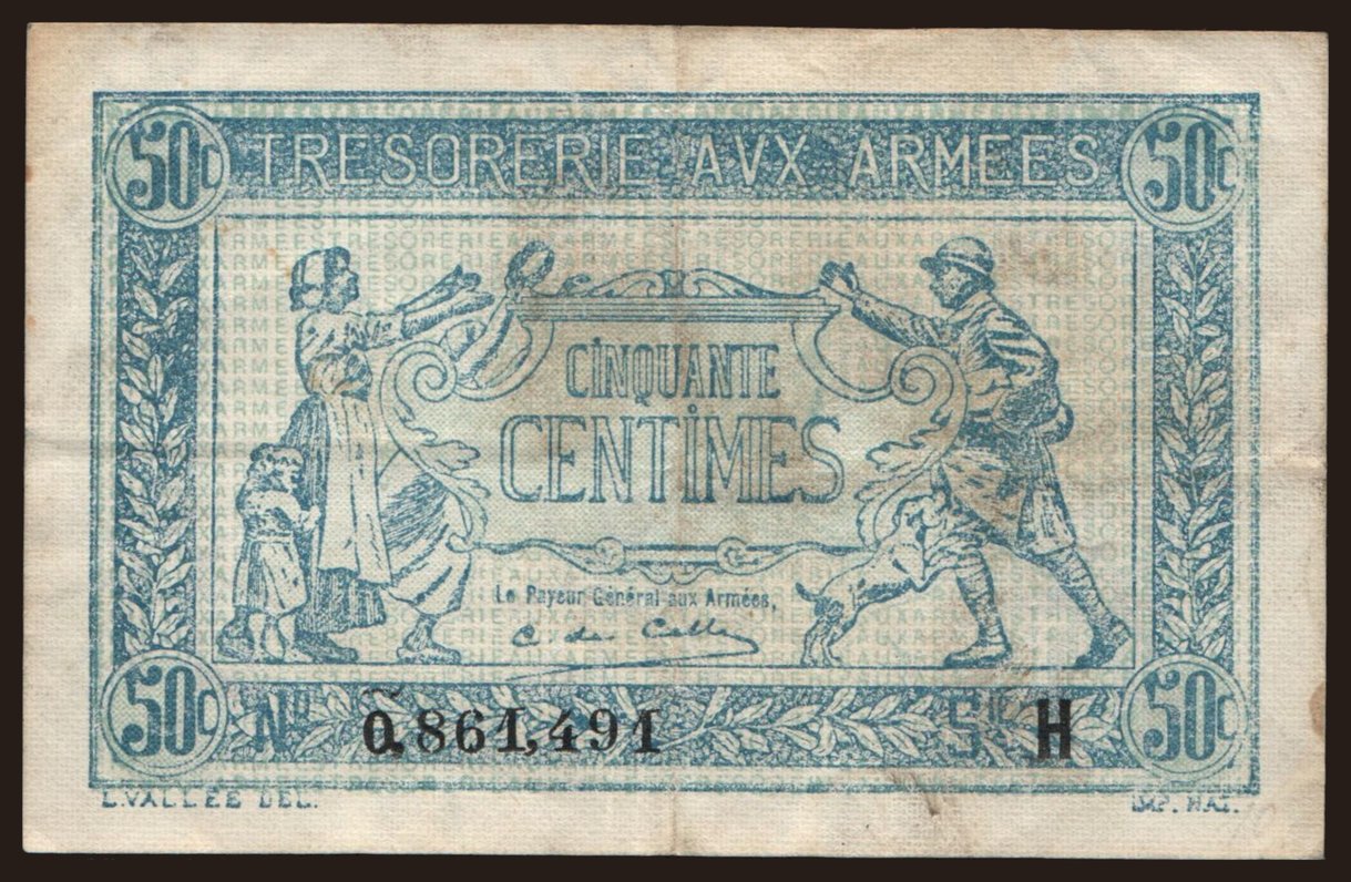 Trésorerie aux Armées, 50 centimes, 1917