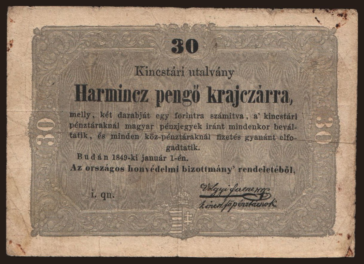 30 krajcár, 1849