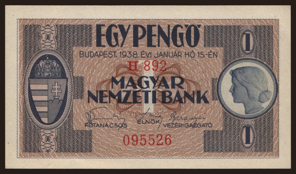 1 pengő, 1938