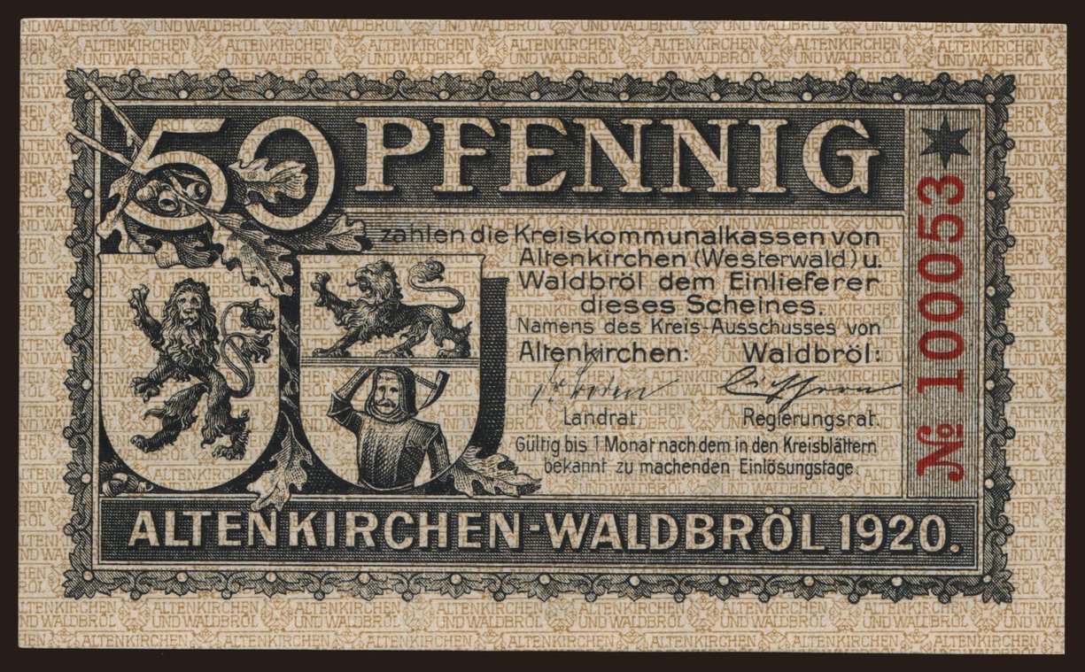 Altenkirchen-Waldbröl, 50 Pfennig, 1920