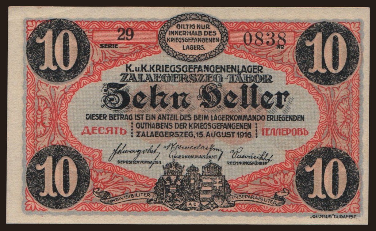Zalaegerszeg, 10 Heller, 1916