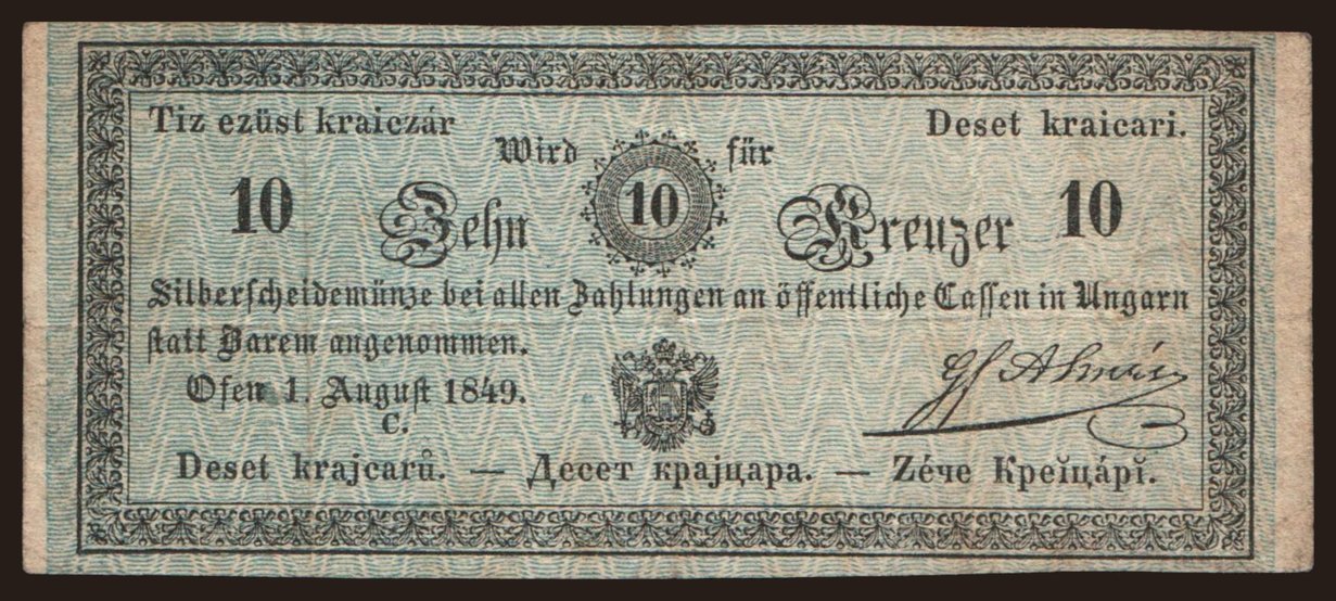 10 Kreuzer, 1849, Almásy