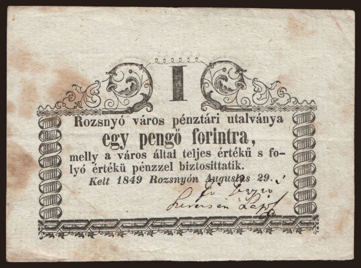 Rozsnyó, 1 forint, 1849