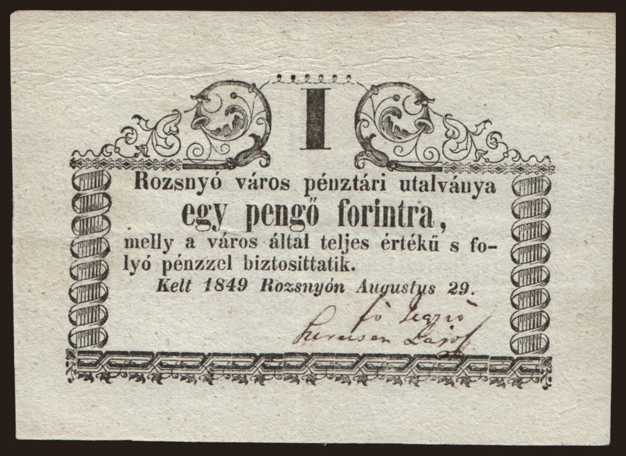 Rozsnyó, 1 forint, 1849