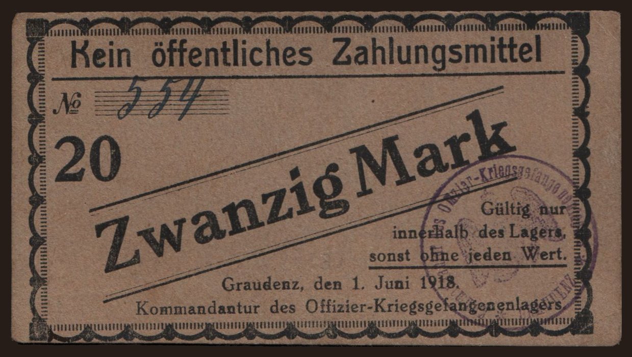 Graudenz, 20 Mark, 1918