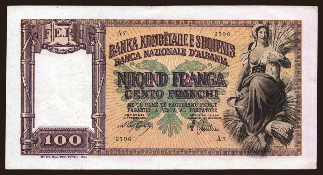 100 franga, 1940