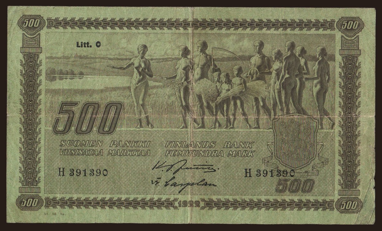 500 markkaa, 1922, Litt. C
