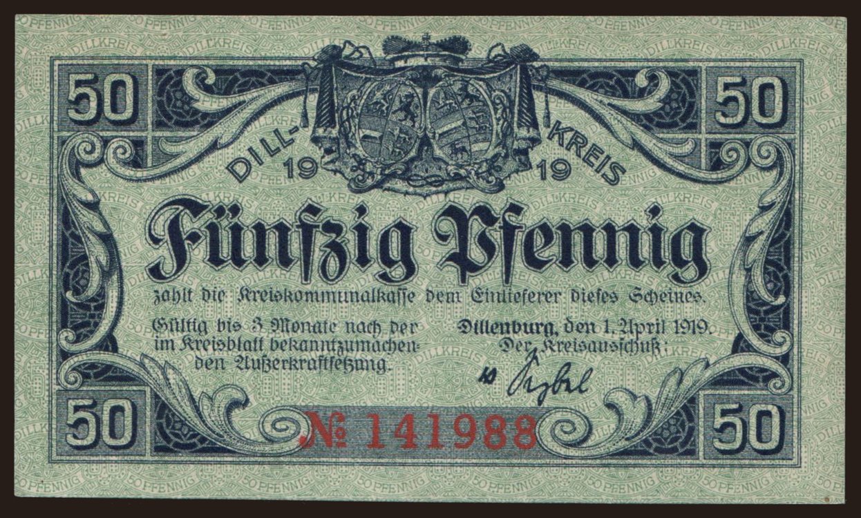 Dillenburg, 50 Pfennig, 1919