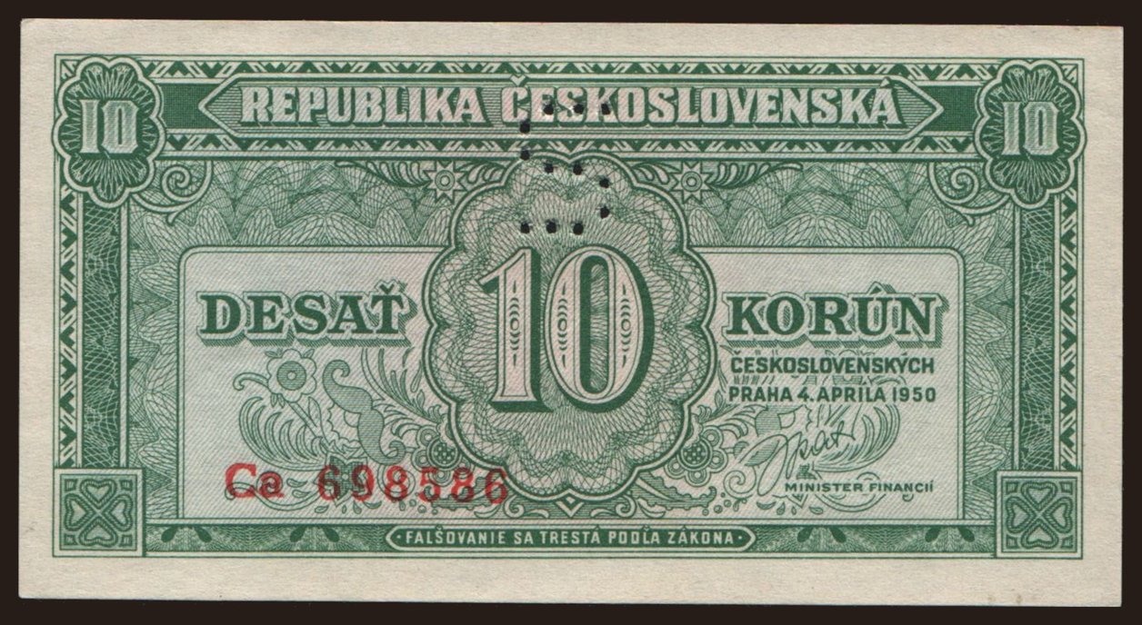 10 korun, 1950