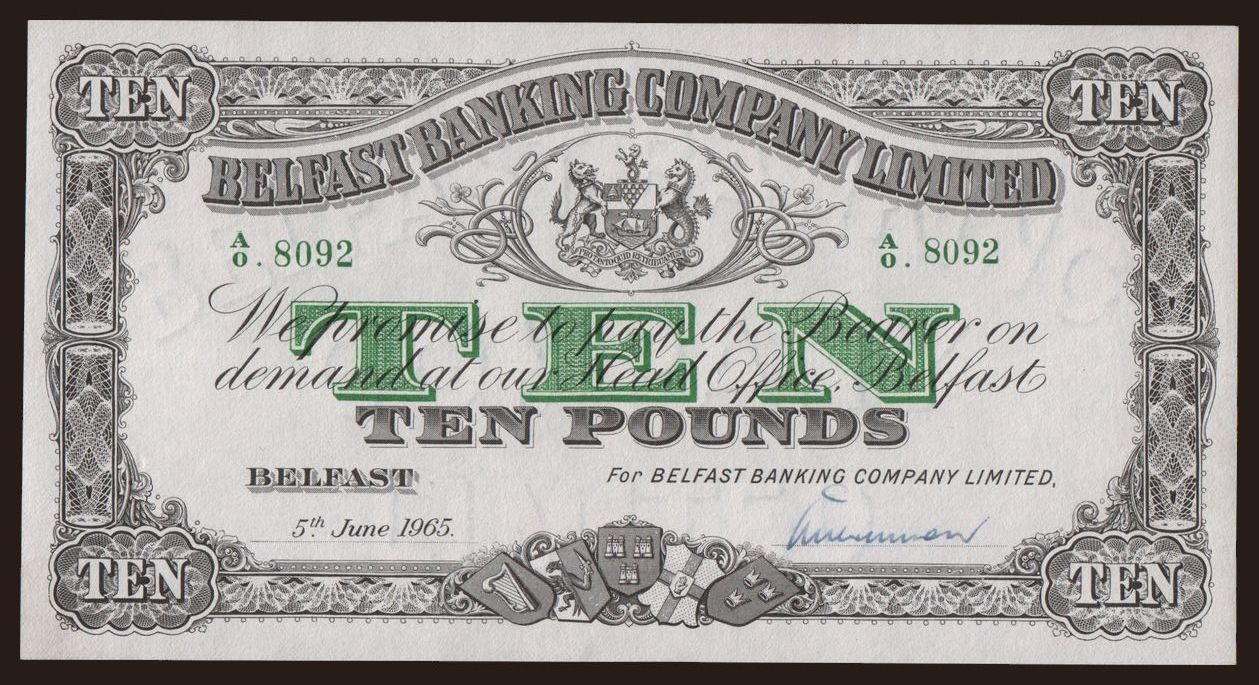 Belfast Banking Company, 10 pounds, 1965