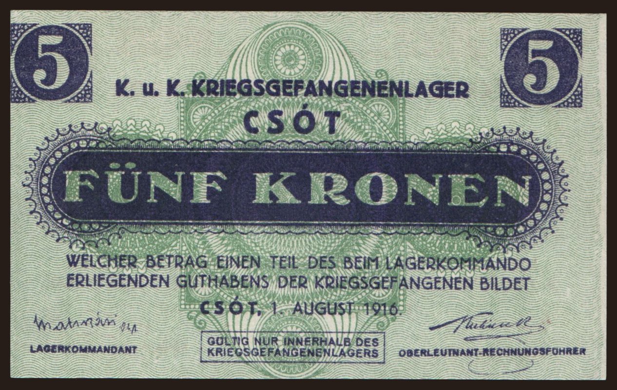 Csót, 5 Kronen, 1916