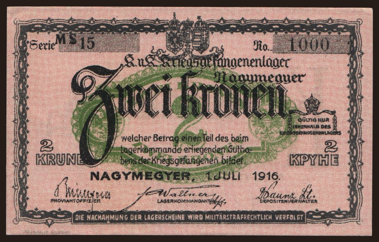 Nagymegyer, 2 Kronen, 1916
