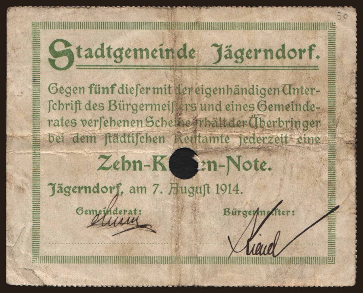 Jägerndorf, 2 Kronen, 1914