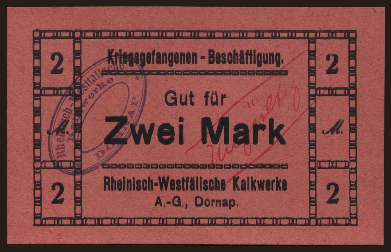 Dornap/ Rheinisch-Westfälische Kalkwerke, 2 Mark, 191?
