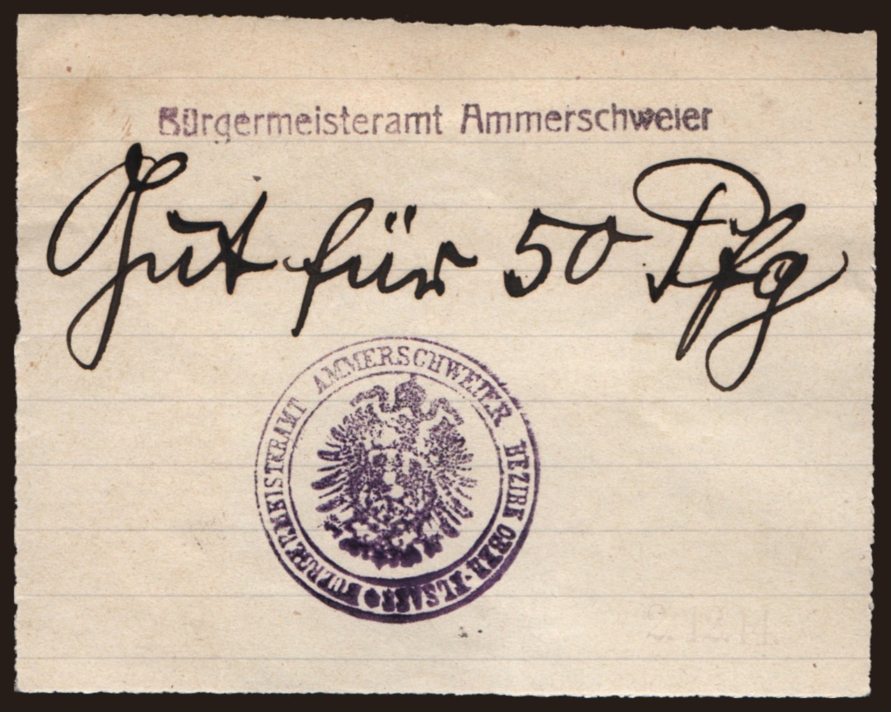 Ammerschweier/ Bürgermeisteramt, 50 Pfennig, 1914