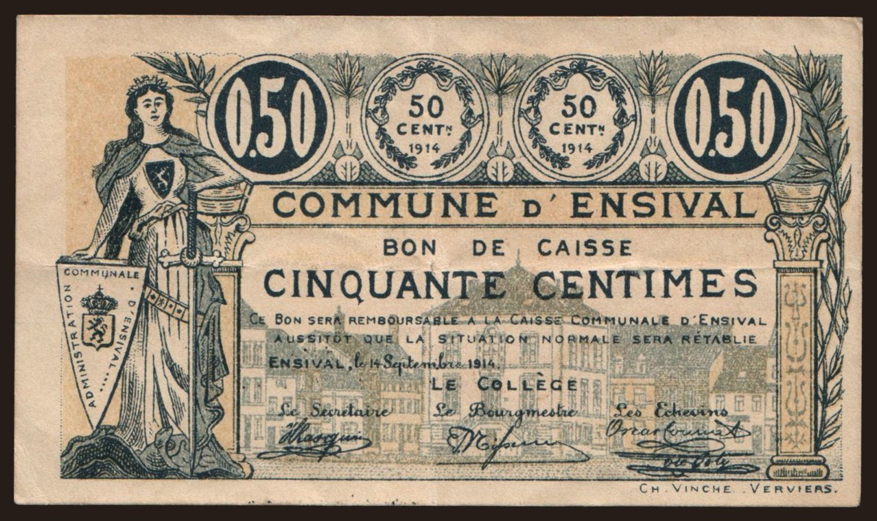 Ensival, 50 centimes, 1914