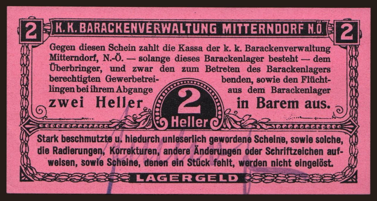 Mitterndorf, 2 Heller, 191?