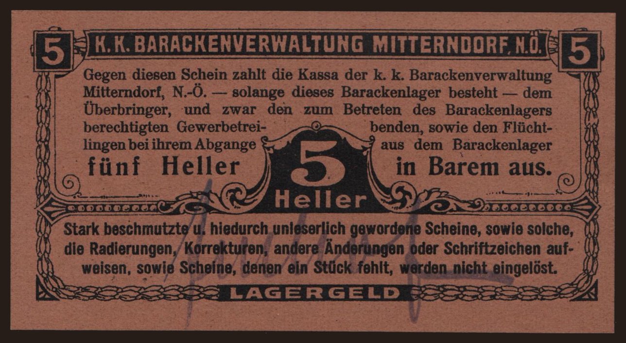 Mitterndorf, 5 Heller, 191?