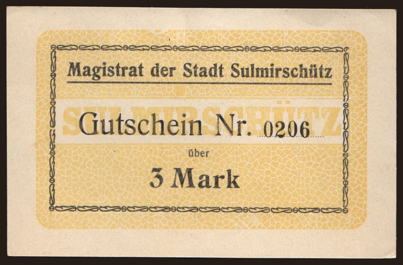 Sulmirschütz(Sulmierzyce),
/ Magistrat, 3 Mark, 1914