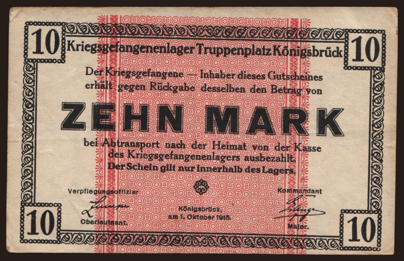 Königsbrück, 10 Mark, 1915