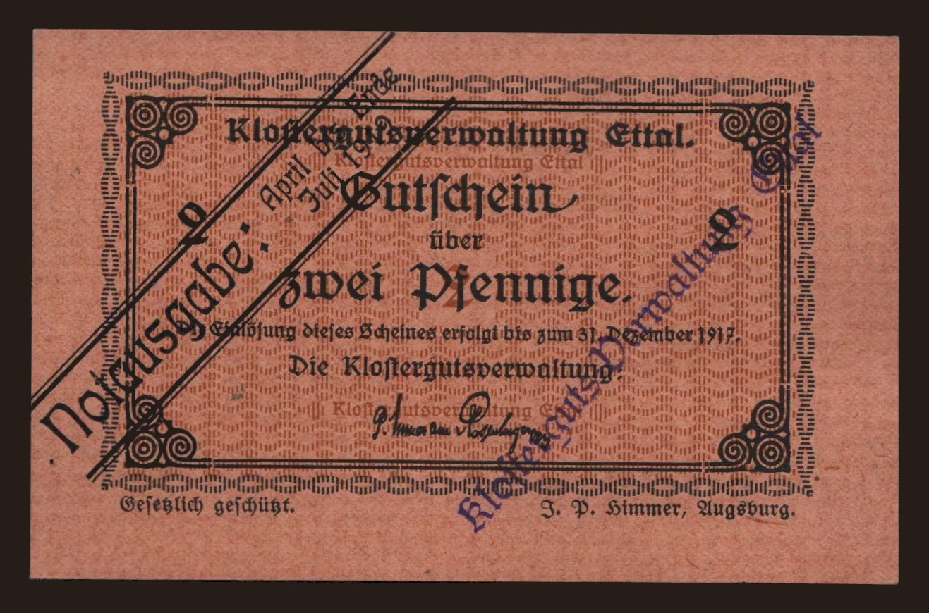 Ettal, 2 Pfennig, 1919