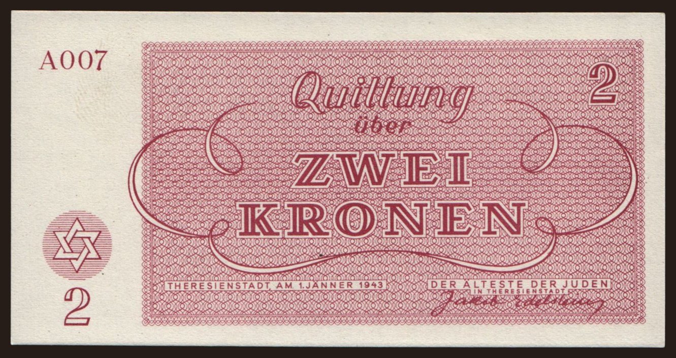 Theresienstadt, 2 Kronen, 1943