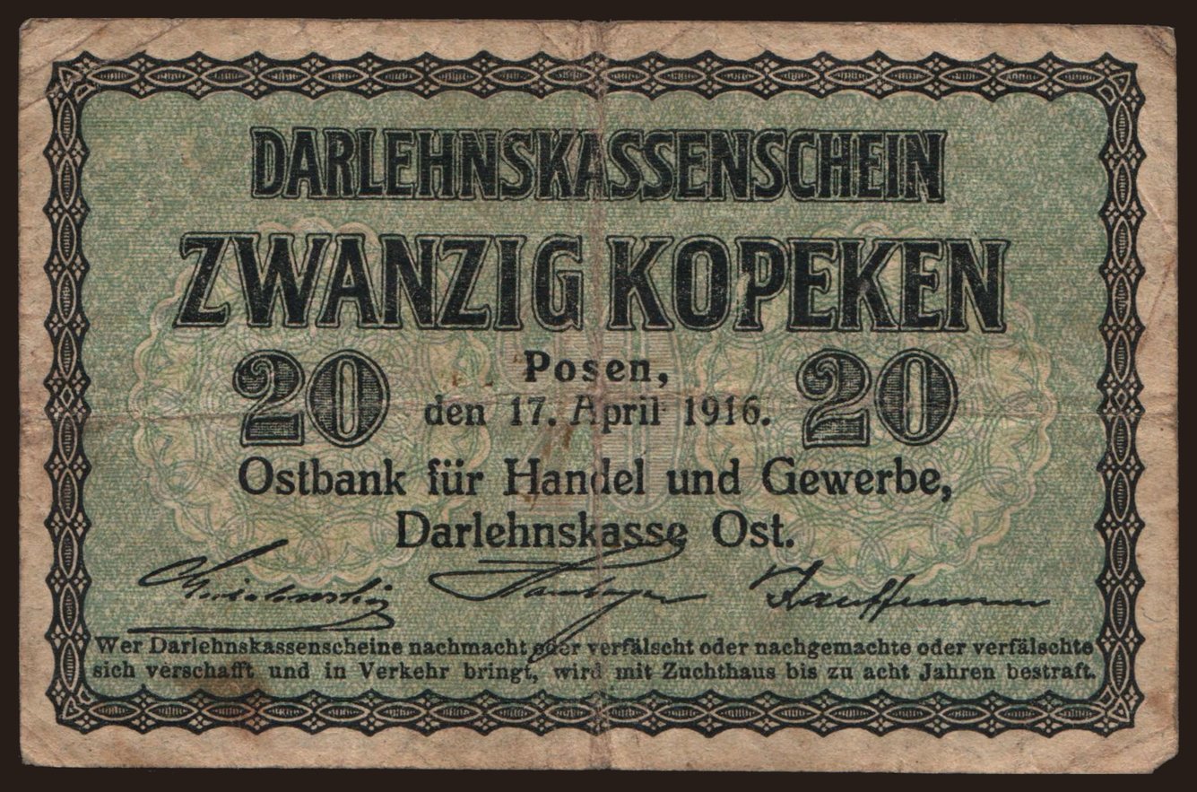 Posen, 20 Kopeken, 1916