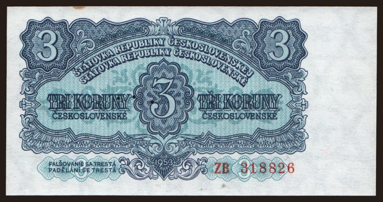 3 koruny, 1953
