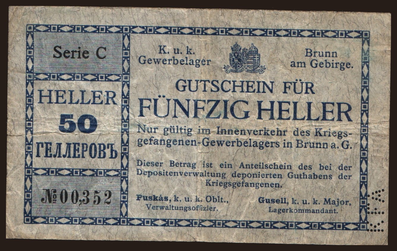 Brunn am Gebirge, 50 Heller, 1916