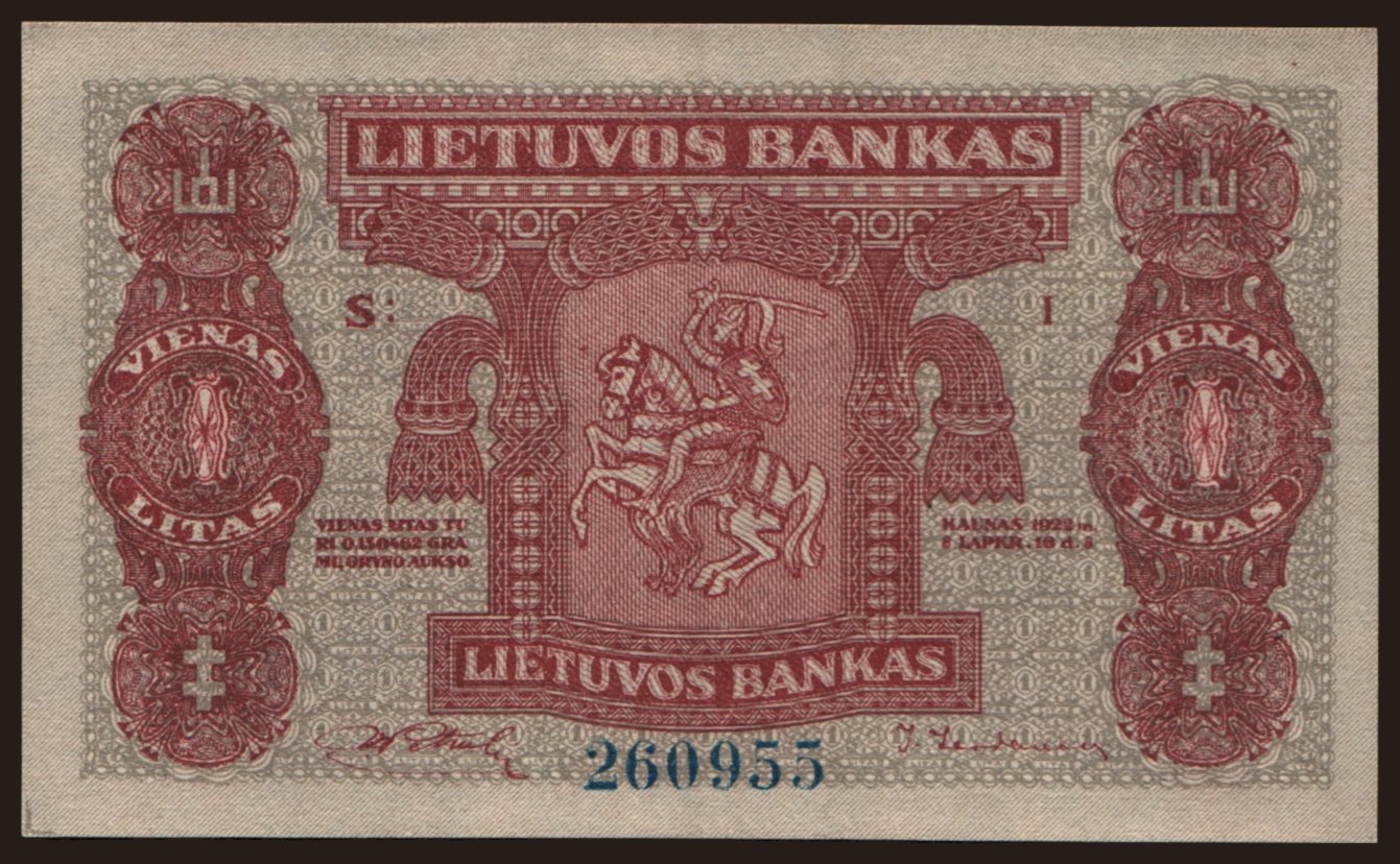 1 litas, 1922