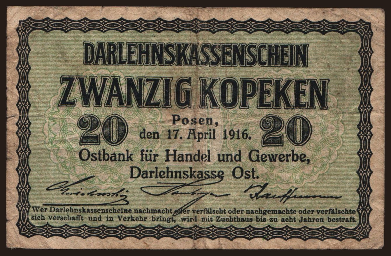 Posen, 20 Kopeken, 1916