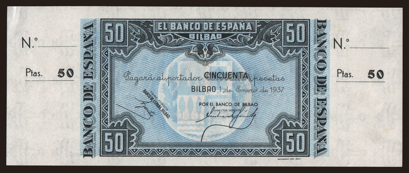 50 pesetas, 1937