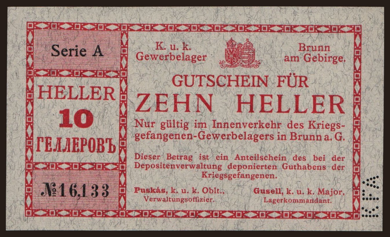 Brunn am Gebirge, 10 Heller, 1916