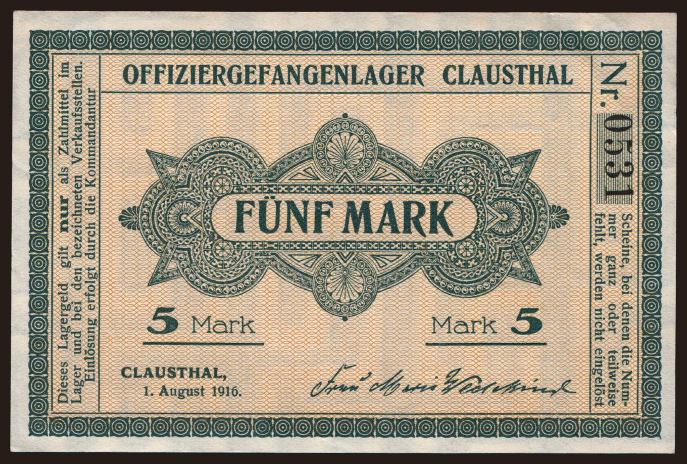 Clausthal, 5 Mark, 1916