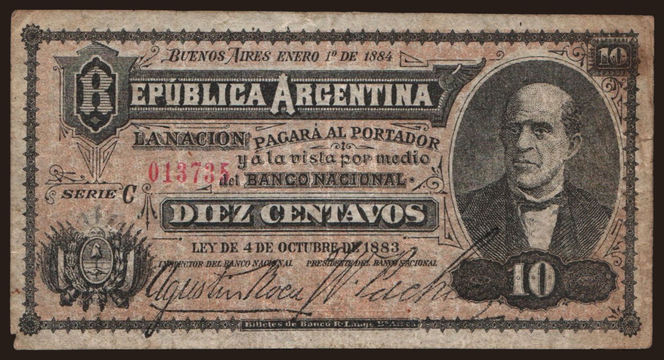 10 centavos, 1884