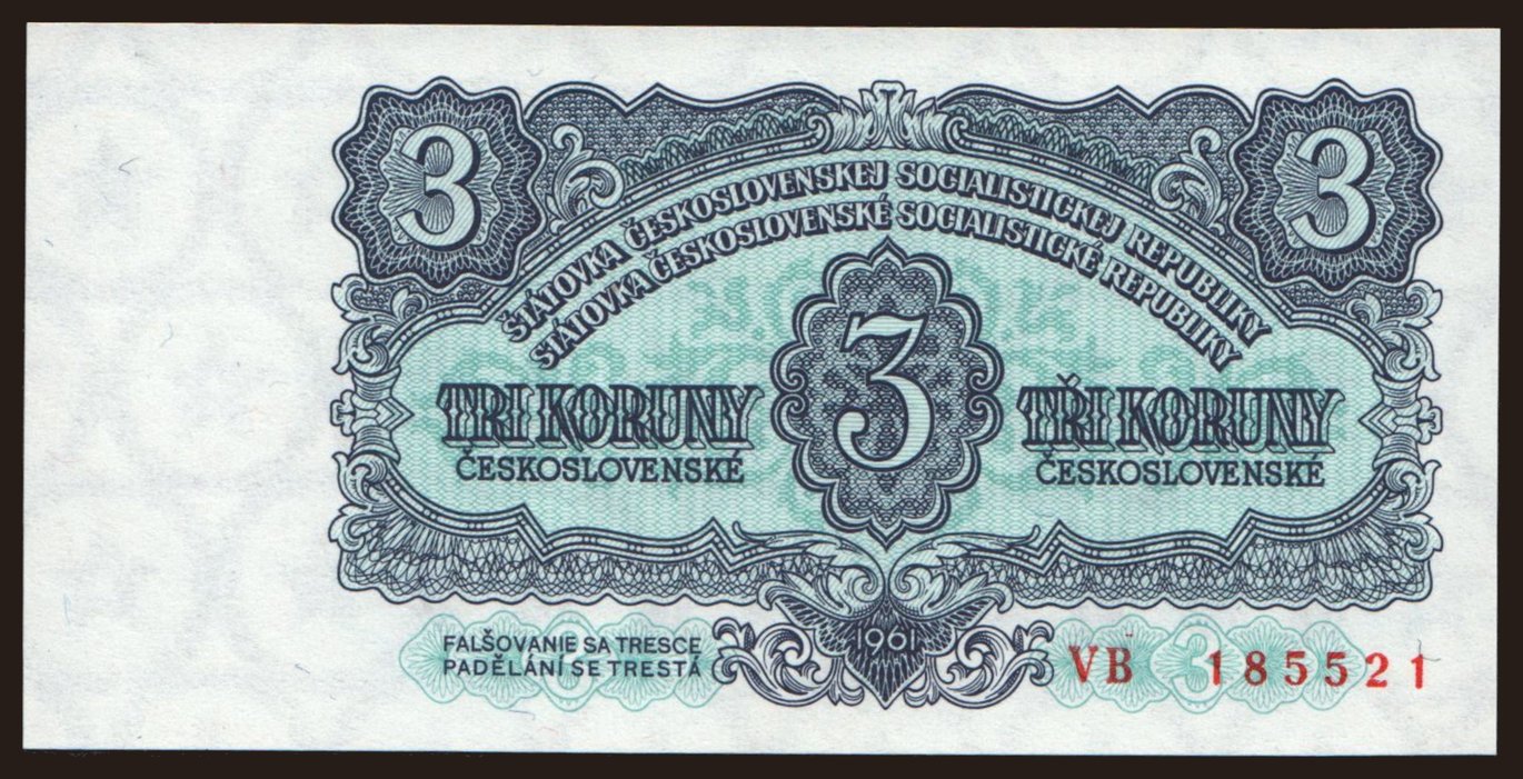 3 koruny, 1961