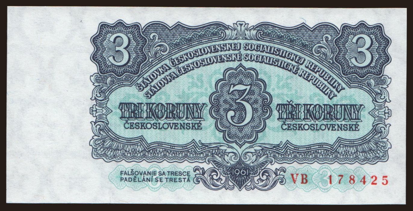 3 koruny, 1961