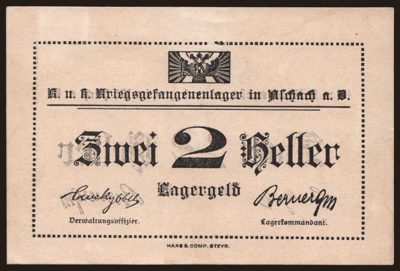 Aschach, 2 Heller, 191?