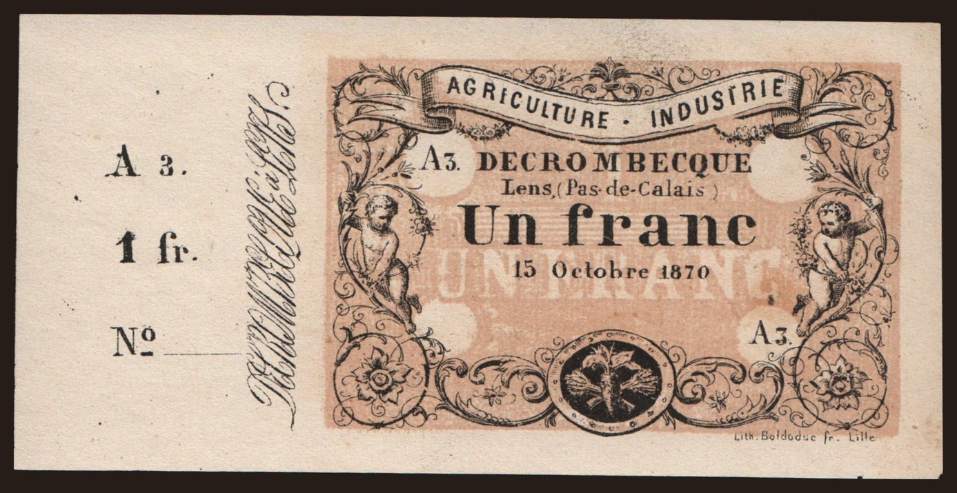 Lens/ Decrombecque, 1 franc, 1870