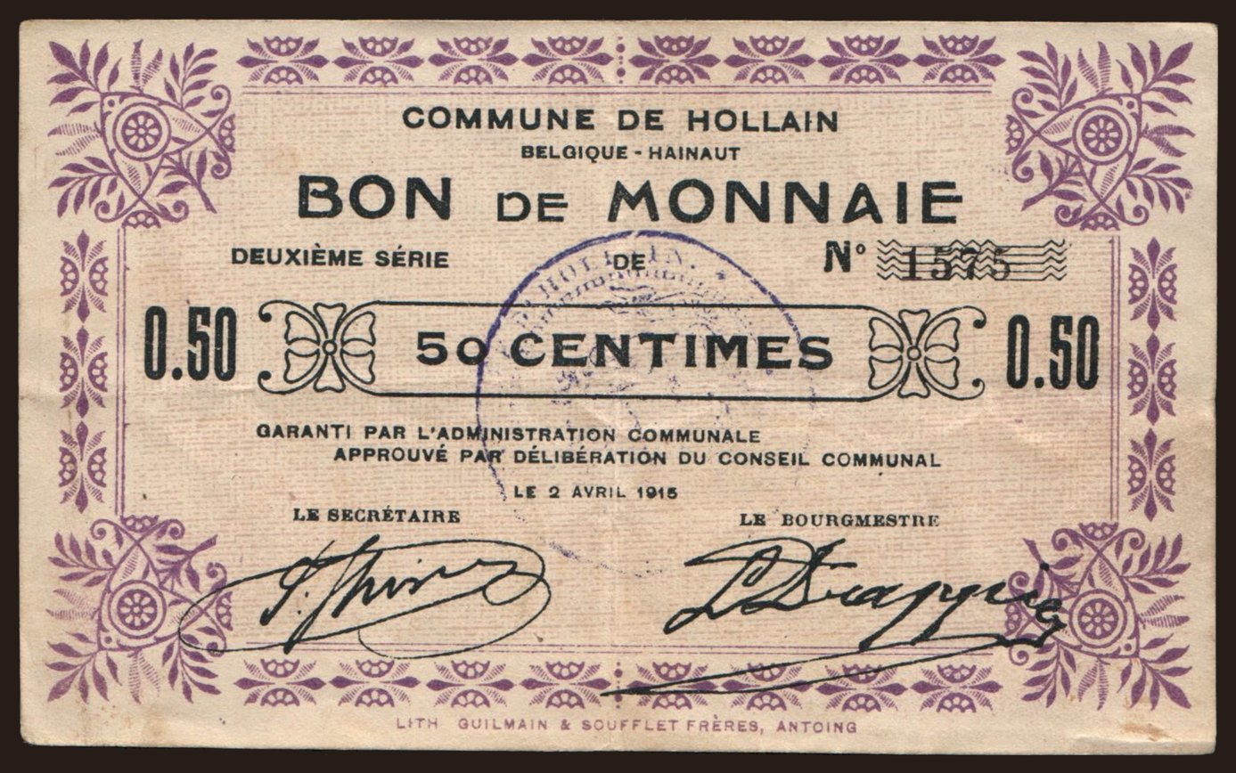 Hollain, 50 centimes, 1915