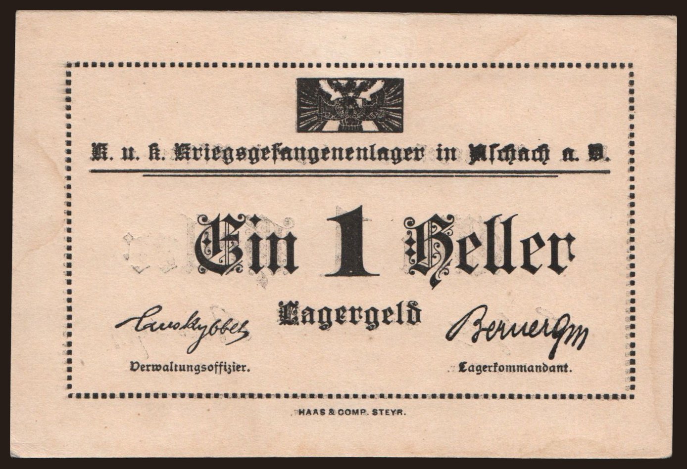 Aschach, 1 Heller, 191?