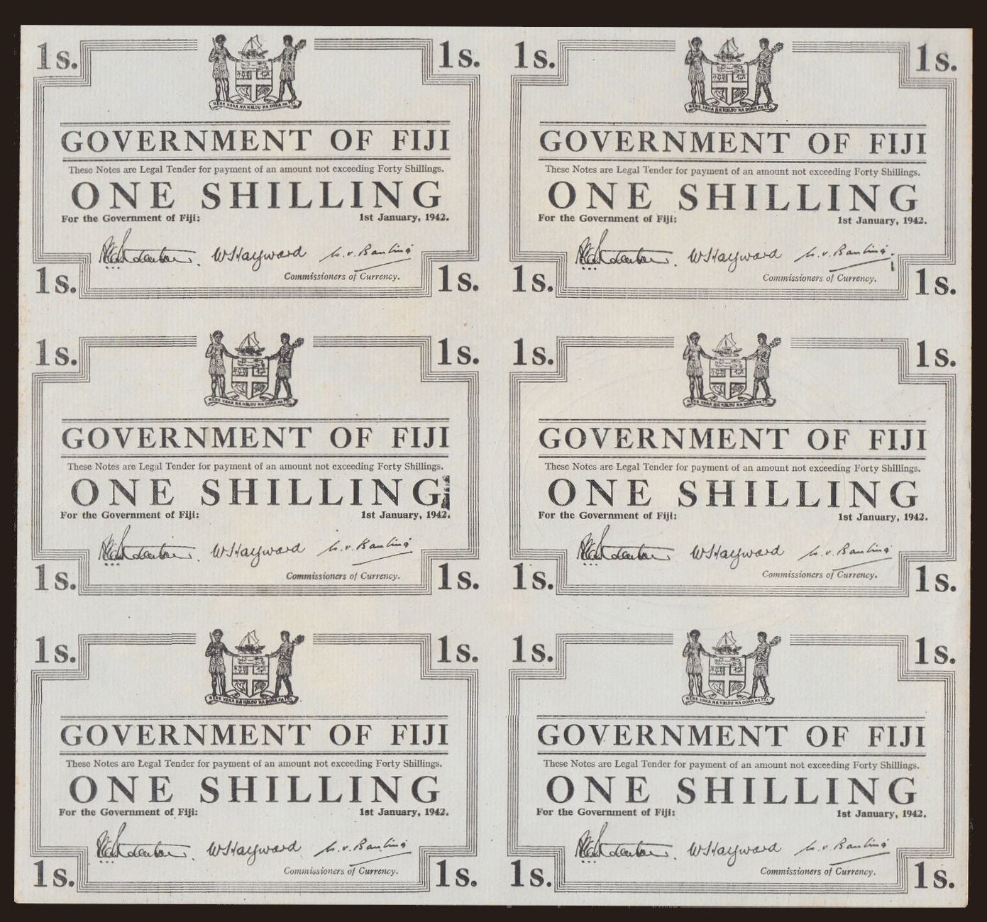 1 shilling, 1942, (6x)